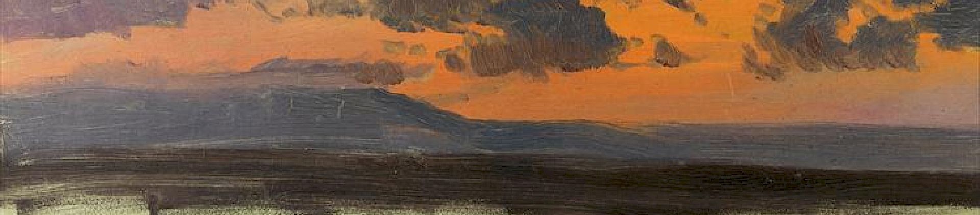 Painting of sunset and clouds above the sea horizon in Jamaica